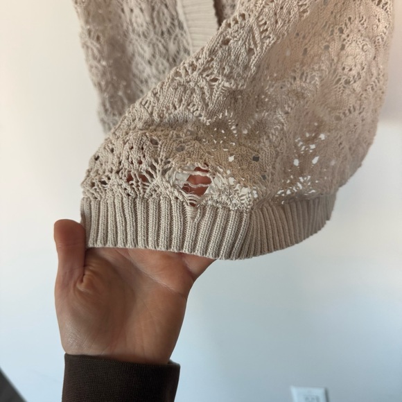 3/$20⚡️ Croft & Barrow Cream Knit Short Sleeve Cardigan Festival Boho Bohemian - Picture 7 of 15